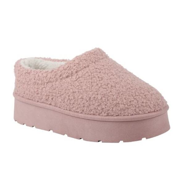 New Love 83 Pink Big Girls Teddy Sherpa Scuff Platform Slipper Size 3 - Picture 2 of 5